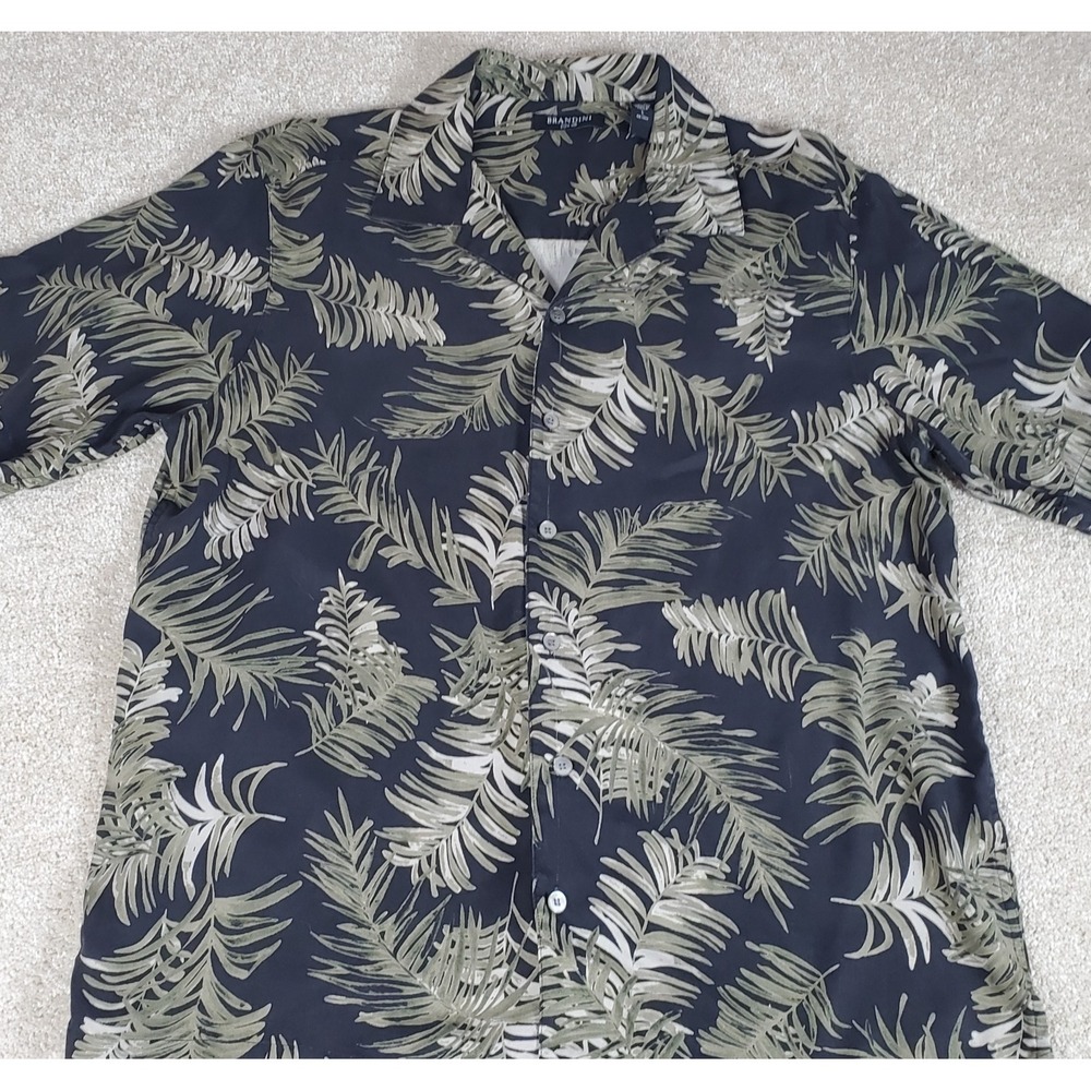 Brandini Men's Button Up Silk Shirt Short Sleeve Size L Floral SEE CONDITION‎